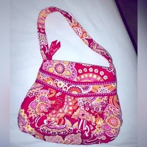 Vera Bradley Small Mini Hannah Purse Raspberry Fizz Pleated Bag Tote Rare